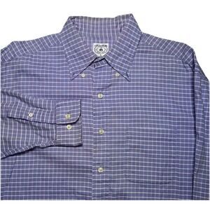 Brooks Brothers Button-Up Dress Shirt Mens Large Purple Plaid Long Sleeve Classy